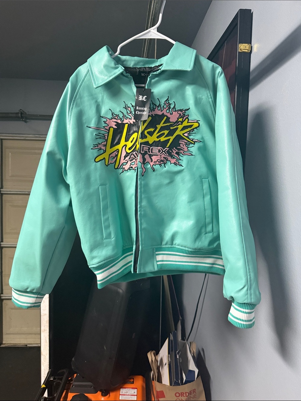 Avirex Mint Green Graphic Bomber Jacket